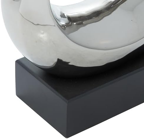 Deco 79 Abstract Ceramic Sculpture with Silver and Black Base