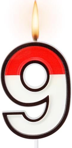 Cartoon Red White Numeral Birthday Cake Topper Number 9