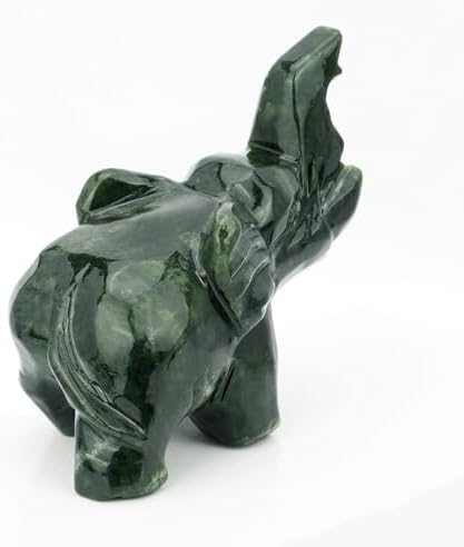 Gemshan Jade Green Elephant Statues - Feng Shui Wealth Decor