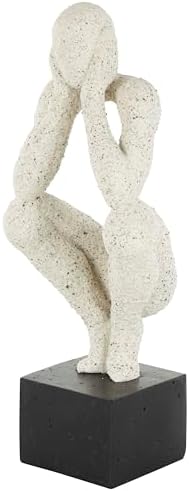 Deco 79 Polystone Crouching Person Statue with Black Base
