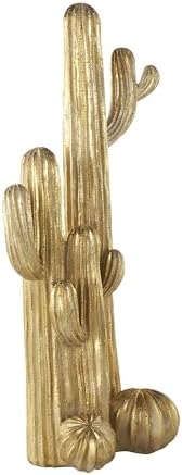 Deco 79 Gold Resin Cactus Sculpture 10 x 7 x 23