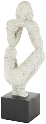 Deco 79 Polystone Crouching Person Statue with Black Base