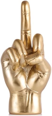 Gold Middle Finger Sculpture Elegant Home Decor Accent