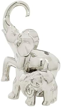 Deco 79 Silver Ceramic Elephant Statue Home Decor