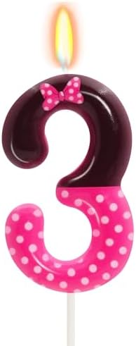 OGnomiFX 3rd Pink Black Birthday Candle with Bow