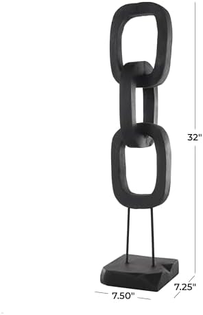 Deco 79 Teak Wood Chain Decorative Statue with Stand