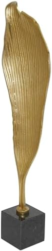 Deco 79 Gold Leaf Sculpture with Marble Base