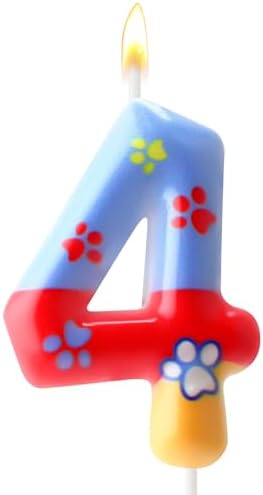 Red Yellow Blue Dog Paw Cake Topper for Kids