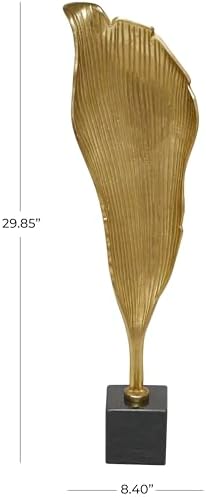 Deco 79 Gold Leaf Sculpture with Marble Base