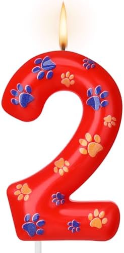 Number 2 Dog Paw Birthday Candles for 2 Year Old