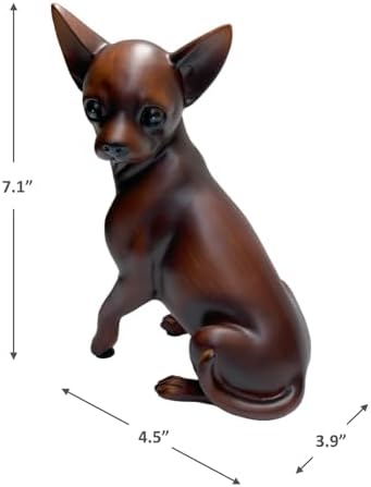 Wood Grain Chihuahua Dog Sculpture Handcrafted Home Decor