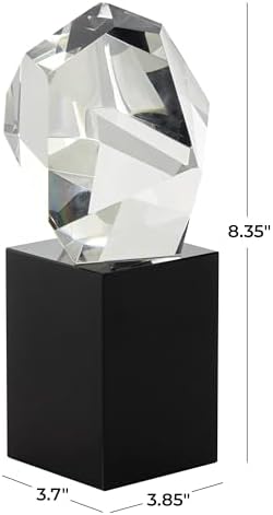 Deco 79 Abstract Glass Sculpture with Black Base