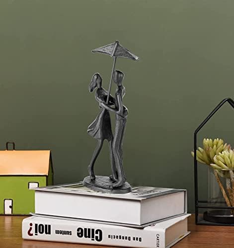 Loving Couple Under Umbrella Bronze Sculpture