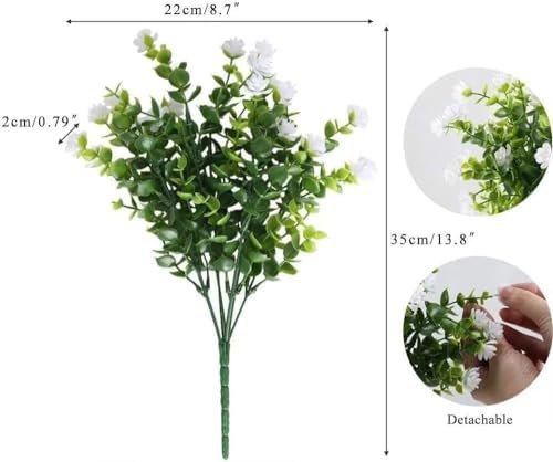 KLUFO Artificial Flowers 4Pack UV Resistant Home Decor White
