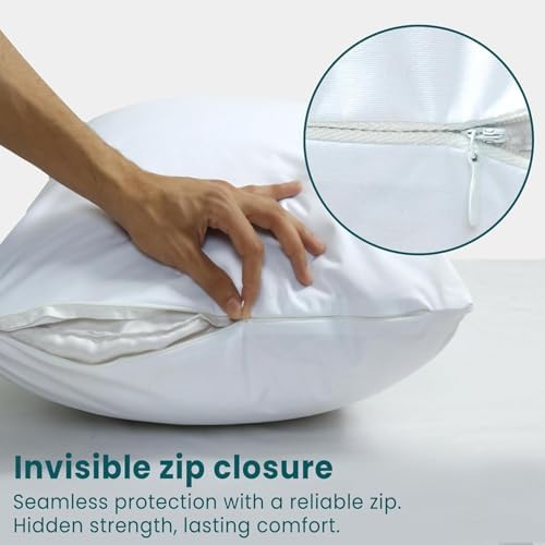 Waterproof Pillow Protectors with Zipper - 2 Pack King Size