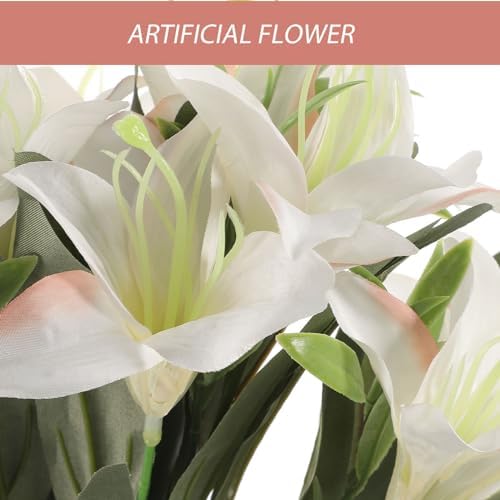 BESTOYARD Lifelike Artificial Lily Flower Bouquet Wedding Decor