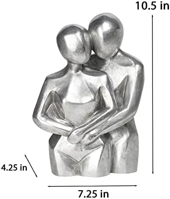 Guichifun Romantic Hug Couple Silver Resin Statue