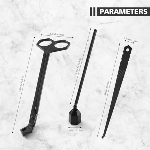 3-in-1 Candle Accessory Set Black Stainless Steel