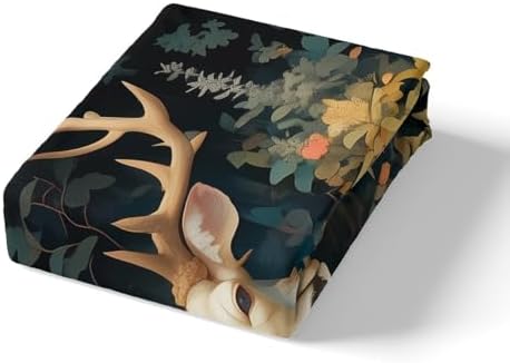 Homewish Wild Deer Fitted Sheet Twin Size Pink Floral