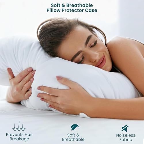 Waterproof Pillow Protectors with Zipper - 2 Pack King Size
