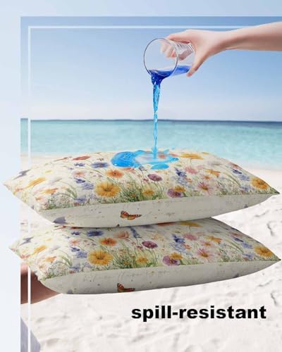 Waterproof Pillow Protector 2 Pack Wildflower Pattern with Zipper