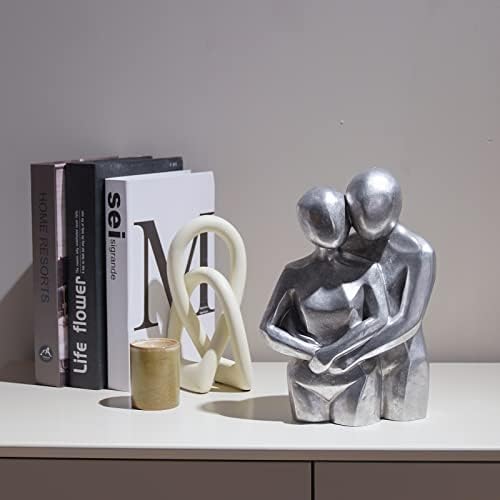 Guichifun Romantic Hug Couple Silver Resin Statue