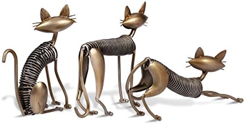Tooarts Handmade Metal Sculpture Cat Spring Decor