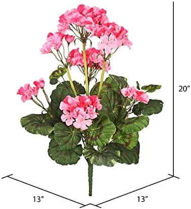 Vickerman 20 Pink Geranium Bush - 4 Pack Mix of Polyester and PVC