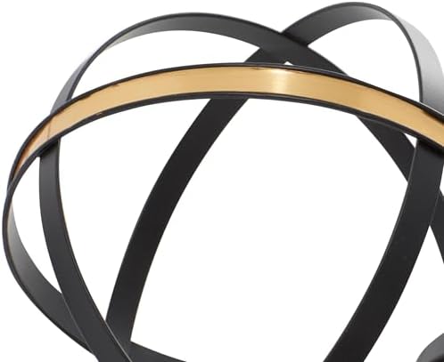 Deco 79 Set of 3 Black Metal Geometric Statues with Gold Accents