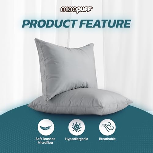 Micropuff Zippered Pillow Protectors Queen 20x30 4 Pack Gray