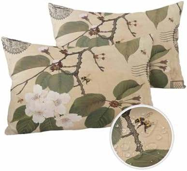 Waterproof Pillow Protector 2 Pack with Retro Flower Design