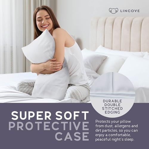 Lincove 100 Cotton Sateen Pillowcase - 500 Thread Count 20x26 Standard Size