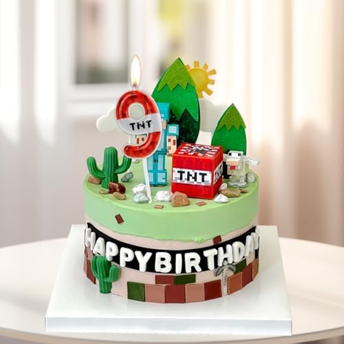 TNT Birthday Candles Number 10 with Red Pixel Design