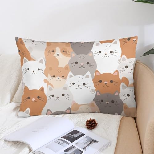 Orange Cats Pillowcase with Zipper Breathable Cooling Throw Cover