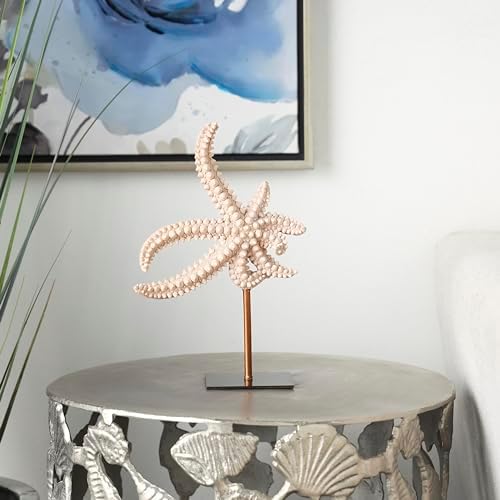 Deco 79 Polystone Starfish Statue with Copper Stand