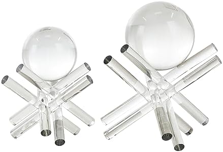 Deco 79 Crystal Abstract Sculpture Statues Set of 2