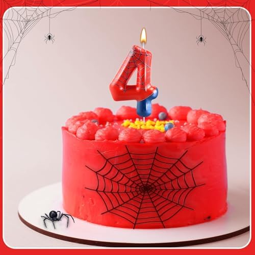 AXBMM Spider Themed Birthday Candle Number 4