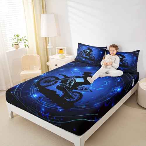 Castle Fairy Motorcycle Fitted Sheet Set with 2 Pillowcases