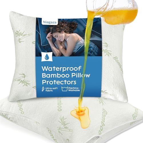 Niagara Sleep Solution 100 Waterproof Pillow Protectors Queen 20x30 2 Pack
