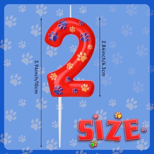 Number 2 Dog Paw Birthday Candles for 2 Year Old