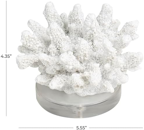 Deco 79 Polystone Coral Statue with Clear Base