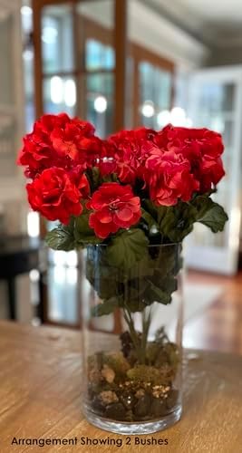 17 Inch Silk Geranium Flower Bush - Red 12-Pack