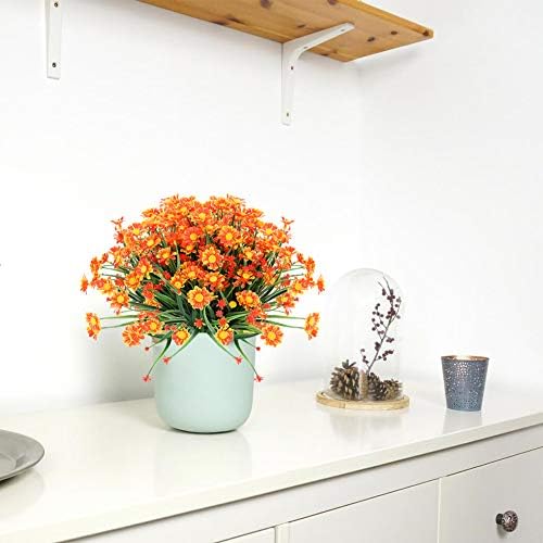 8 Bundles Artificial Daisies Flowers UV Resistant Decor