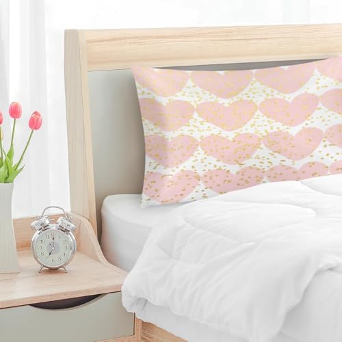 Unique Heart Print Pillow Covers - Soft Satin Pillowcases with Zipper Closure