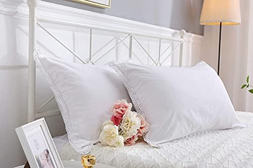 White Crocheted Lace Pillow Shams Queen Size 2PC