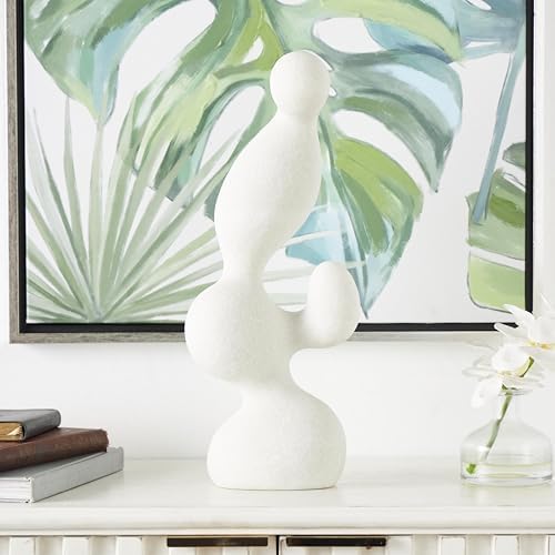 Deco 79 Polystone Abstract Decorative Sculpture 7x4x18 White