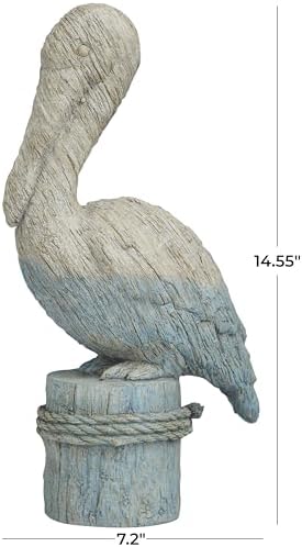 Deco 79 Polystone Blue Bird Statue with Rope Details