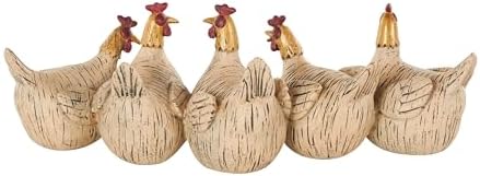 Deco 79 Polystone Chicken Statue with Gold Heads