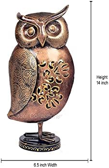AONA Metal Owl Showpiece Home Decor 14 Inch Tall