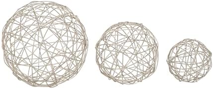 Deco 79 3-Piece Silver Metal Sphere Sculptures Set